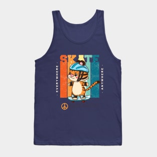 Skate everywhere cute cat Tank Top